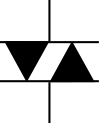 Traditional varistor schematic symbol, used today for the diac. It expresses the diode-like behavior in both directions of current flow.