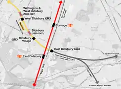 Map of railways past and present in Didsbury