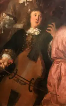 The only surviving portrait of Buxtehude, playing a viol, from Musical Company by Johannes Voorhout, 1674