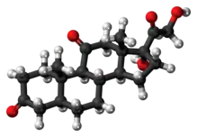 Ball-and-stick model of the dihydrocortisone molecule