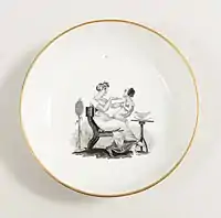 Transfer-printed dish, c. 1810