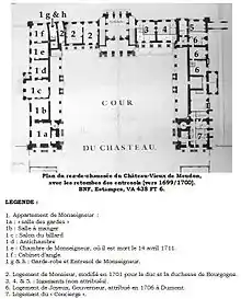 Layout of the ground floor of the Château-Vieux in 1700.