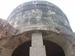 Dome of the Tomb, seen from southern facade, and modern brick-pillar is behind the dome.