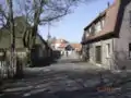 Street in Den Burg, with the church in the background.