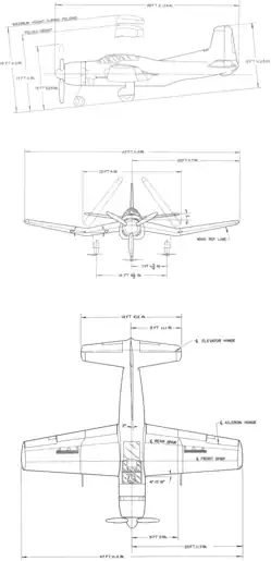 3-view line drawing of the Douglas BTD Destroyer