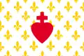 Legitimist Royalist Flag, White strewn with gold fleur-de-lis adorned with a Sacred Heart.