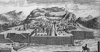 Drawing of Persepolis in 1713 by Gérard Jean-Baptiste