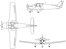 3-view line drawing of the Wassmer WA-54