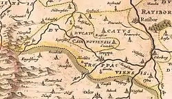 Duchies of Opava and Krnov, map from Atlas Novus by Joan Blaeu, 1645