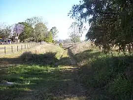 Shallow railway cutting in Harrisville