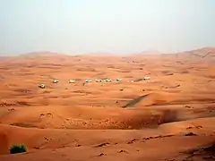 An organised dune-bashing safari in the Emirate of Dubai