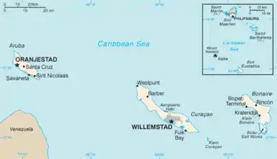 Map of the Dutch Caribbean islands.