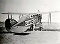 Brandon-Cremer self taken image alongside Kingsford-Smiths biplane at Wallal