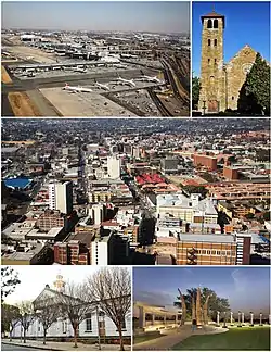 From top, left to right: O.R Tambo Int'l Airport, St Michael and All Angels Church, Germiston Central Business District, Old Boksburg Magistrates Office, Chris Hani Monument