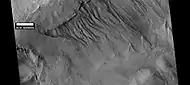 Gullies in crater, as seen by HiRISE under HiWish program. Location is Phaethontis quadrangle.