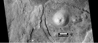 Possible mud volcano, as seen by HiRISE under HiWish program The location is Mare Acidalium quadrangle.