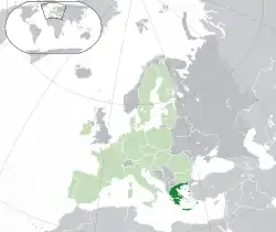 Map showing Greece in Europe