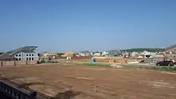 New home construction at Easton Park in Austin, Texas, United States.  Taken 11 July 2016 from the northeast corner of William Cannon Drive and McKinney Falls Parkway.