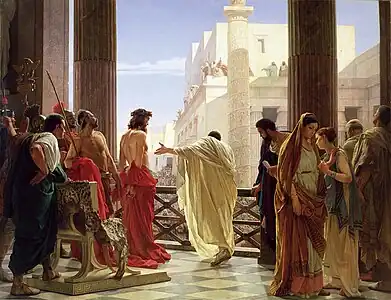 A depiction of Jesus' public trial