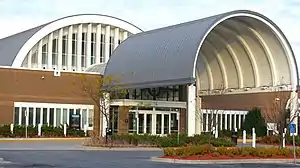 The Eden Prairie Library features a barrel-vaulted porte corchere entrance.