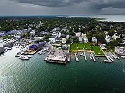 Edgartown Harbor, with the Edgartown Memorial Wharf (center)