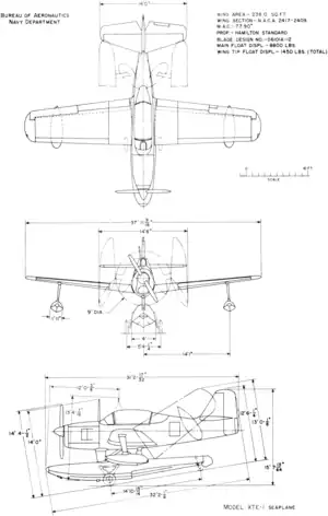 3-view line drawing of the Edo XTE-1