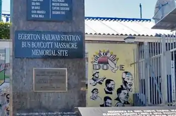 Egerton railway station bus boycott massacre memorial