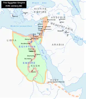 New Kingdom at its maximum territorial extent in the 15th century BCE