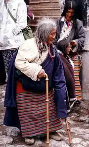 Elderly pilgrim, Tsurphu Gompa, 1993