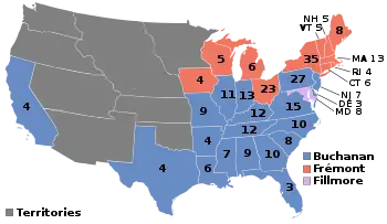 Electoral map, 1856 election