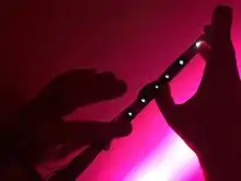 An optical electric bagpipe chanter being played