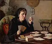 Aunt Balda's Pastime, 1886, one of her subjects that was criticized at the time