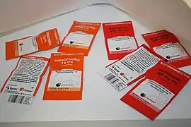 Unit dose packets with full identification (text and bar codes)