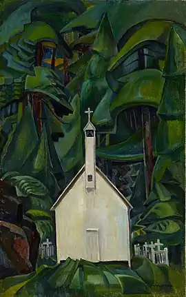 Emily Carr, The Indian Church, 1929, retitled by the museum as Church at Yuquot Village in 2018.