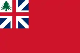 Variant of the New England variant of the red ensign, redesigned to incorporate the Union Flag. In use 1708-1775.