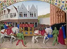 Jean Fouquet, Arrival of Emperor Charles IV at the Basilica St Denis