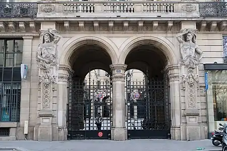 Beaux Arts atlantes at a monumental entrance in Paris, unknown architect and sculptor, c.1900