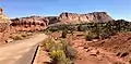 Eph Hanks Tower centered in the distance, from Capitol Reef Scenic Drive