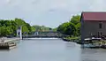 A lift bridge over the Erie Canal at Lockport, New York