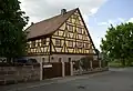 Old half-timbered farmhouse in the street "Sebastianstraße"