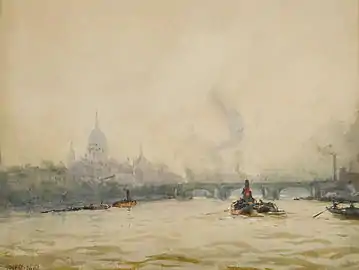 An Impressionist view of St Paul's from the River by Ernest Dade (before 1936)