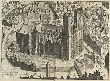 St. Gudula's Church, engraving by Erycius Puteanus, 1646