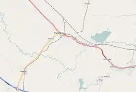 OSM map showing Esperanza and its surrounding area.  There are also shown some suburban villages of the city  of Santa Clara  and the A1 motorway exit of "Ranchuelo"