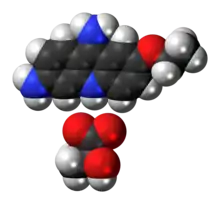 Ball-and-stick models of the component ions of ethacridine lactate