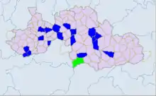 Ethnic townships in South Sichuan: Yibin and Luzhou. Light green - Yi. Blue - Miao.