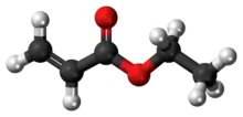 Ball-and-stick model of the ethyl acrylate molecule