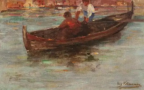 Children Paddling on a Lagoon