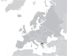 Map showing North Macedonia in Europe