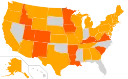 Map of places where McMullin is on the ballot