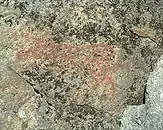 A moose painted with red ochre near Fångsjön